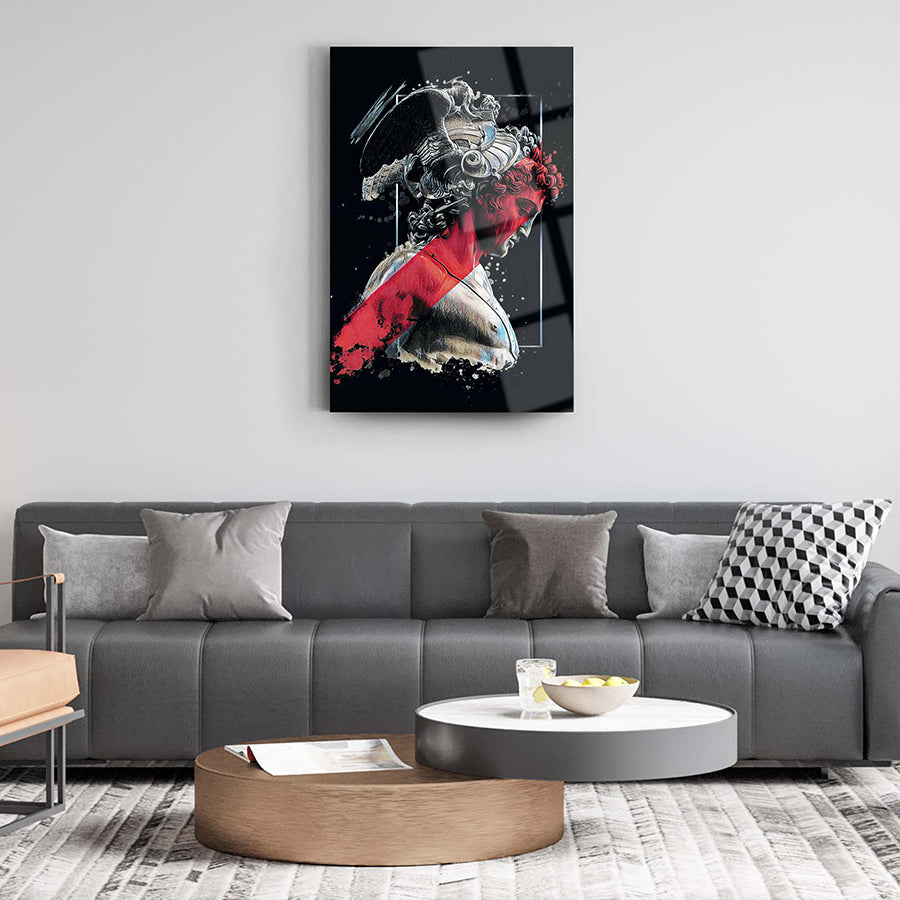 Apollon Cam Tablo featuring a vibrant design, displayed in a modern living room with stylish furniture.