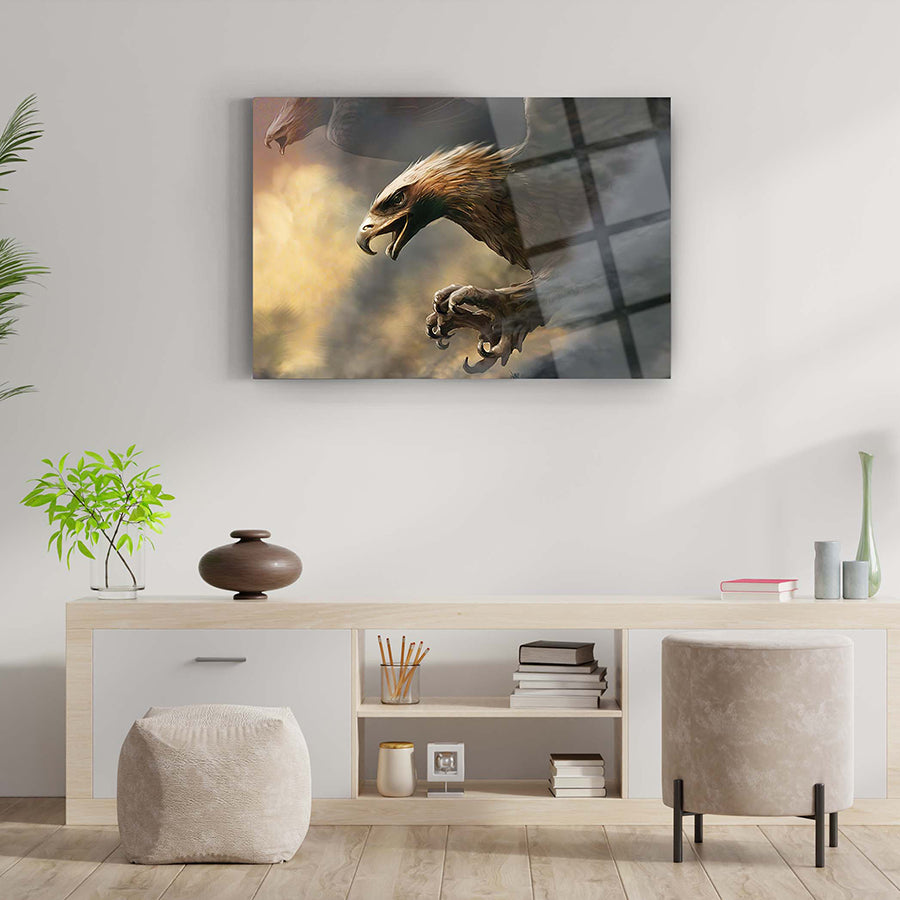 Göklerin Kartalı Cam Tablo, 4 mm kalınlığında yüksek kaliteli temper cam tasarımı.