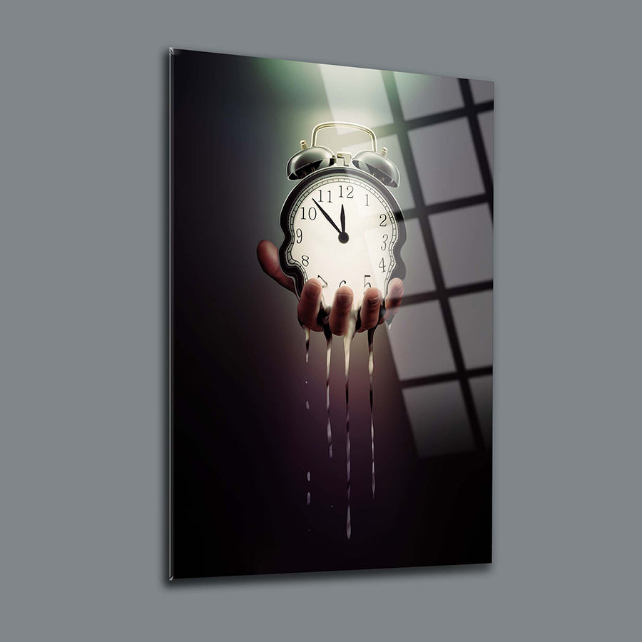 Zamanı Tutmak Cam Tablo, modern sanat eseri, akıllı tasarım, UV baskı ile yüksek kaliteli cam.