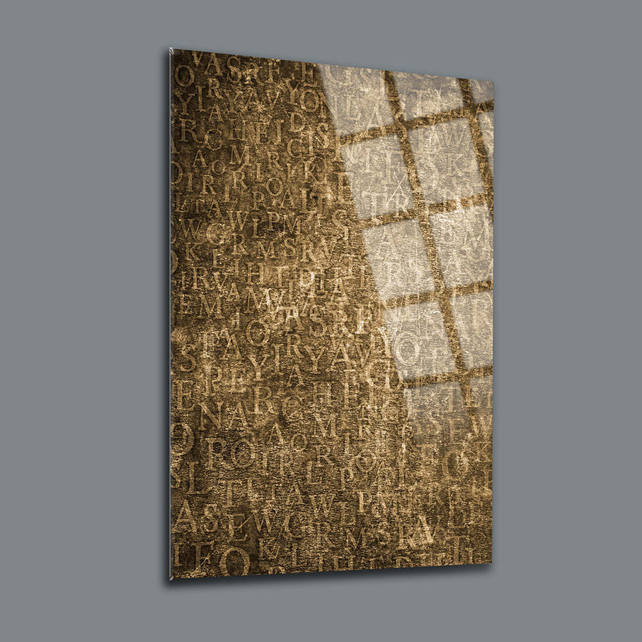 Kumdaki Harfler Cam Tablo - özel tasarım, UV baskı, dayanıklı 4mm kalınlığında cam yüzey