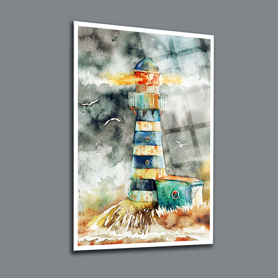 Ada Deniz Feneri Cam Tablo, 4mm kalınlığında şık ve dayanıklı UV baskı ile tasarlanmıştır.