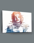 Marilyn Monroe art print with stylish text design on tempered glass, modern home decor piece.