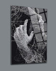 Kavuşmayan Eller Cam Tablo by SRD Concept featuring artistic hands design on tempered glass.