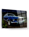 Mavi Mustang Cam Tablo, 4 mm kalınlığında temper cam, yüksek dayanıklılıkla şık dekorasyon.