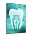 Yeşil Diş Cam Tablo - Modern sanatsal diş tasarımı, 4 mm kalınlığında yüksek kaliteli temper camla hazırlandı.