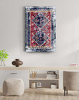 Yörük Kilimi Cam Tablo with vibrant colors, adding a traditional touch to modern home decor.