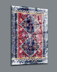 Yörük Kilimi Cam Tablo with intricate traditional design and vibrant colors on high-quality glass surface.