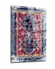 Yörük Kilimi Cam Tablo with intricate floral patterns and vibrant colors, designed for high durability and style.