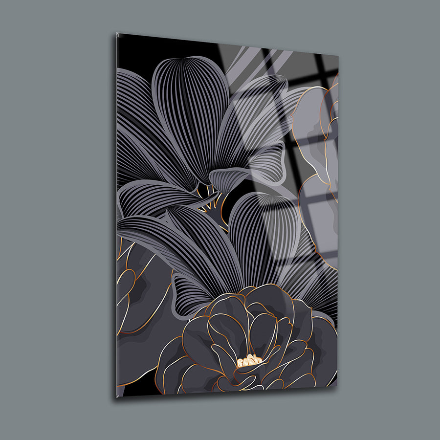 Bahçe Gülü 3'lü Set Cam Tablo, şık çiçek desenleriyle modern iç mekan dekorasyonu.