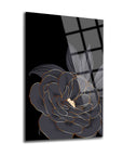Elegant black rose art on a glass panel, perfect for modern home decor and stylish aesthetics.