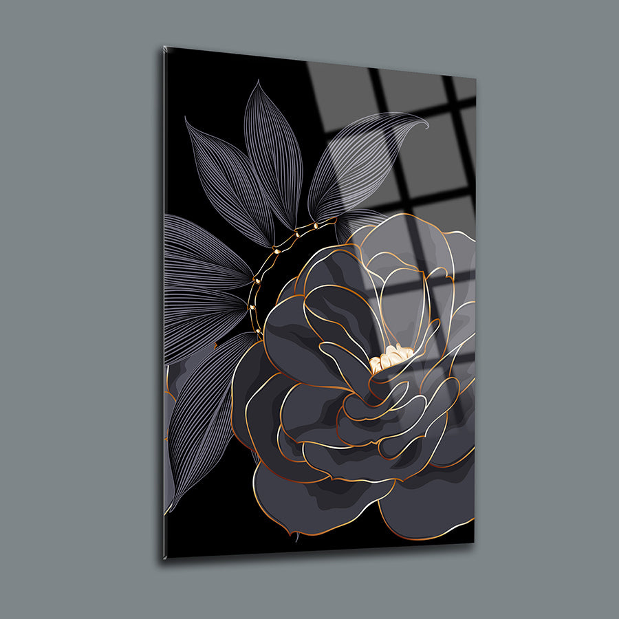 Gri Gül 3'lü Set Cam Tablo; modern tasarım, yüksek kaliteli UV baskı, dekoratif çiçek tasarımı.