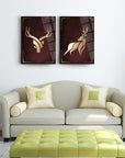 Alasığın Geyik 2'li Set Cam Tablo, şık oturma odası dekoru için zarif ve modern tasarım.
