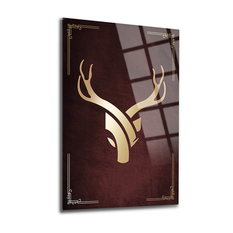 Alasığın Geyik 2'li Set Cam Tablo, şık altın geyik tasarımı ile modern dekorasyon için ideal.