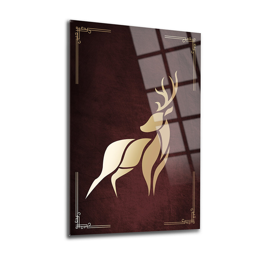 Alasığın Geyik 2'li Set Cam Tablo, modern tasarım, şık ev dekoru.