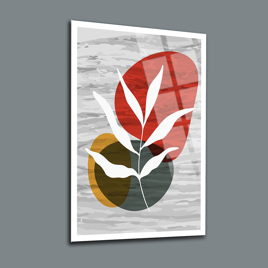 Saksı çiçeği 3'lü set cam tablo, modern tasarım, sıcak renk tonları ve şık bitki desenleri.