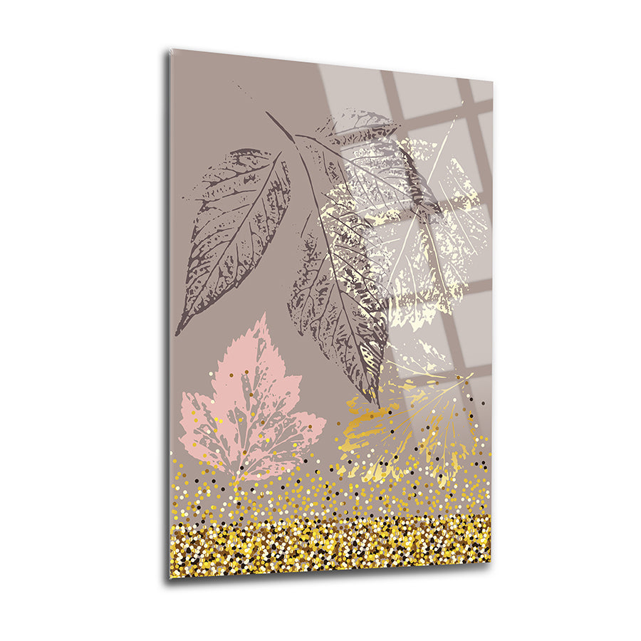 SRD Concept 3-Piece Leaf Design Glass Wall Art with Elegant UV Print and Durable Tempered Glass