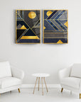 Geometrik Desen-7 2'li Set Cam Tablo, modern sanat, şık dekor, UV baskı, yüksek kaliteli cam tablolar.