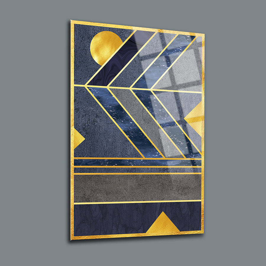 Geometrik Desen-7 cam tablo, modern tasarım, yüksek kaliteli UV baskı, şık dekorasyon ögesi.