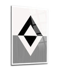 Geometrik Desen-9 cam tablo, modern ve şık tasarım, siyah-beyaz detaylarla duvar dekorasyonu için ideal.