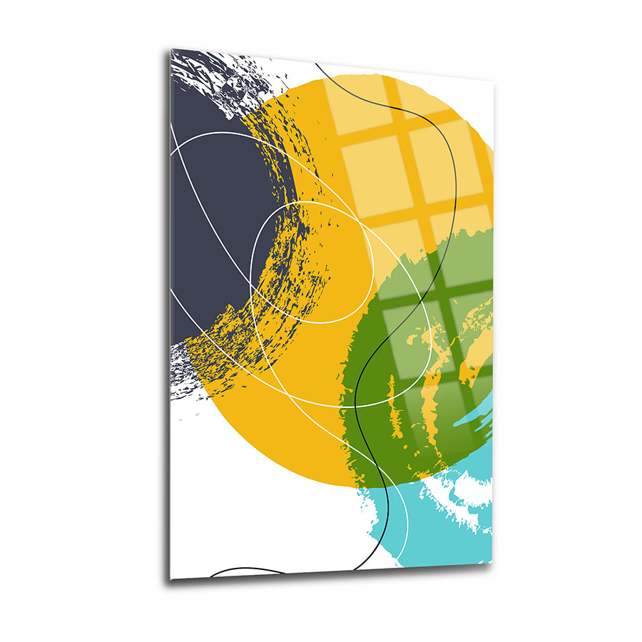 Kesişen Daireler 3'lü Set Cam Tablo, modern dizayn, yüksek kaliteli UV baskı, renkli ve sanatsal görüntü.