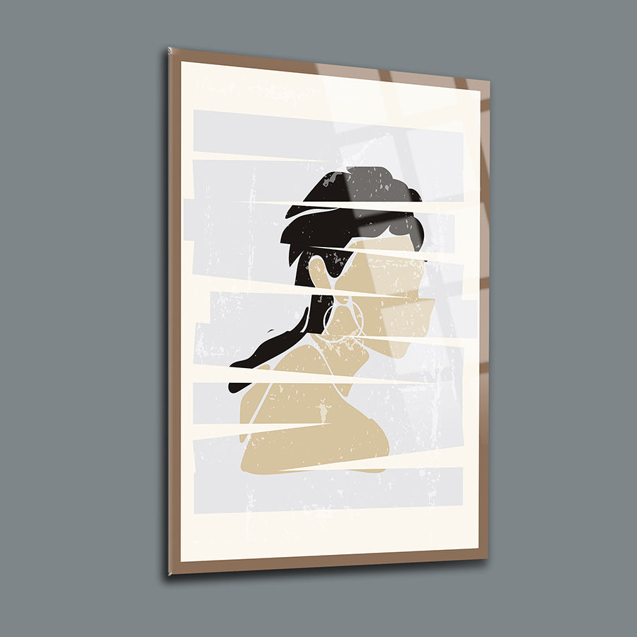 Parçalanmış Portreler 3'lü Set Cam Tablo, modern sanat tasarımı, şık çerçeve ile dekoratif duvar sanatı