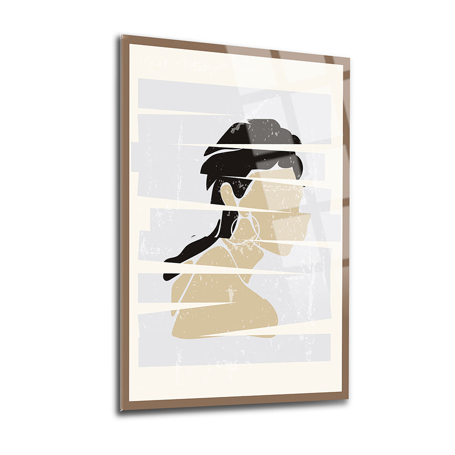 Parçalanmış Portreler 3'lü Set Cam Tablo, modern sanat eseri, şık ev dekoru, UV baskı teknolojisiyle tasarlanmış.