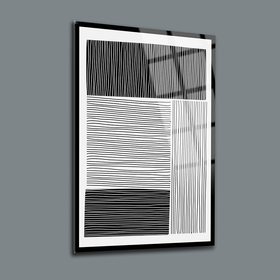 Soyut Desen-9 3'lü Set Cam Tablo, şık çizgili tasarım, yüksek kaliteli tempered cam