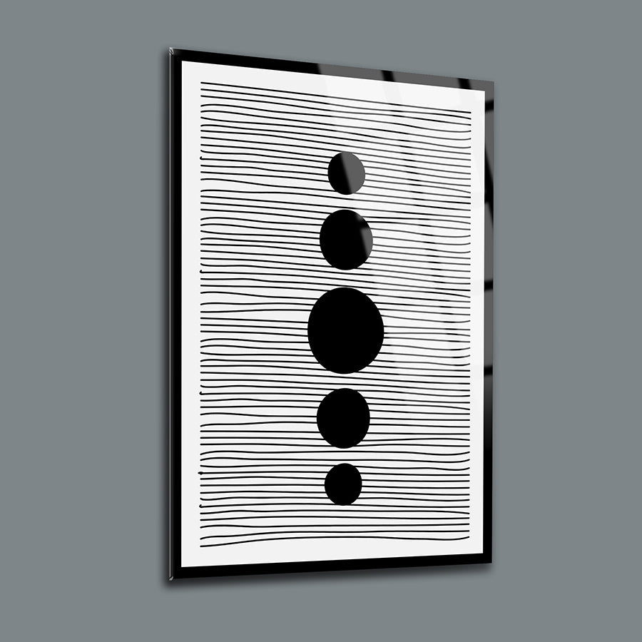 Soyut desenli Cam Tablo, modern tasarım, siyah beyaz görsel, iç mekan dekoru.