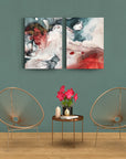 Elegant 2-piece glass wall art set by SRD Concept, featuring abstract designs in soft colors, enhancing modern decor.