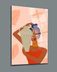 Artwork of an African woman holding an elegant vase, featuring vibrant colors and a modern design.