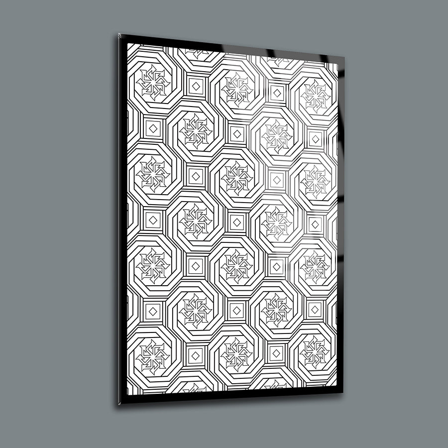 Geometrik desenli SRD Concept 3'lü set cam tablo, yüksek kaliteli temperli camdan, modern ev dekorasyonu için ideal.