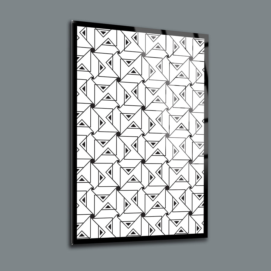 Geometrik Desen-13 cam tablo, şık ve modern tasarım, yüksek kaliteli UV baskı, 4 mm kalınlığında temperli cam.