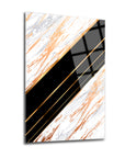 Stylish Mermer Desen Cam Tablo with gold accents, high-quality tempered glass, perfect for modern decor.