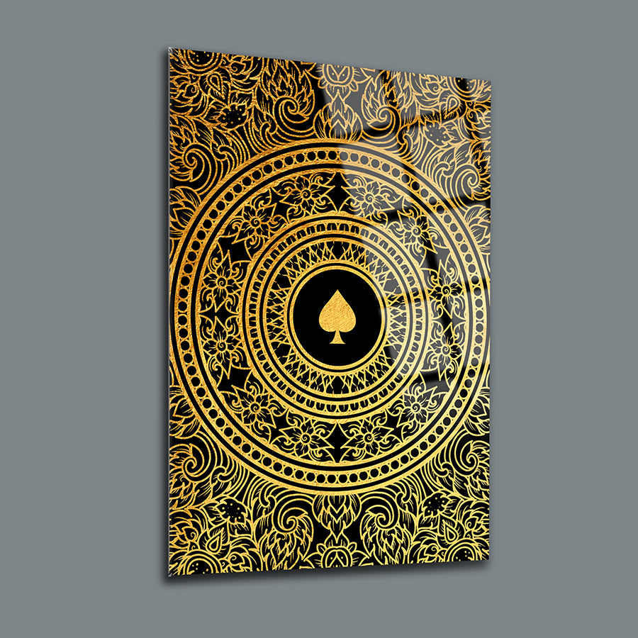 Altın Aslar 2'li Set Cam Tablo, şık altın desenli modern duvar dekoru.