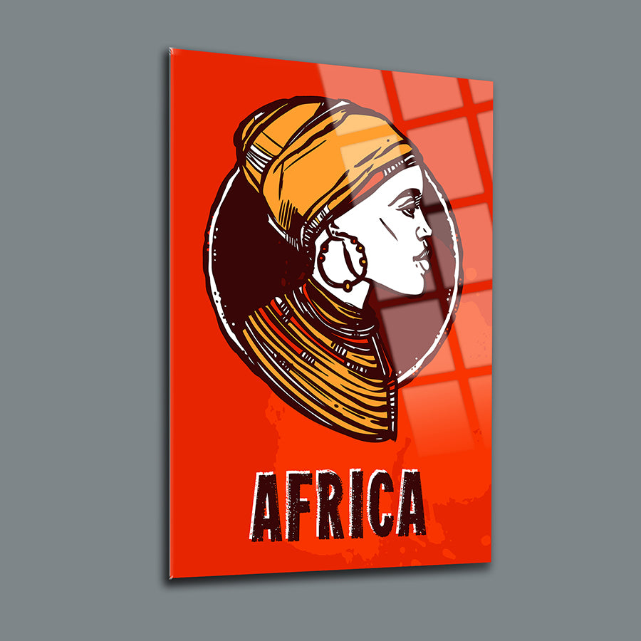 Decorative cam tablos featuring an artistic depiction of a woman representing Africa.