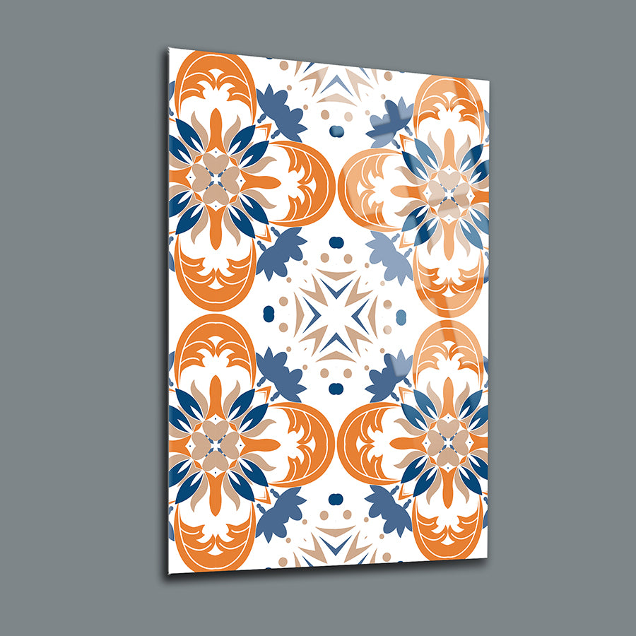 Seramik desenler 3'lü set cam tablo, modern tasarım, renkli çiçek motifleriyle şık dekorasyon.