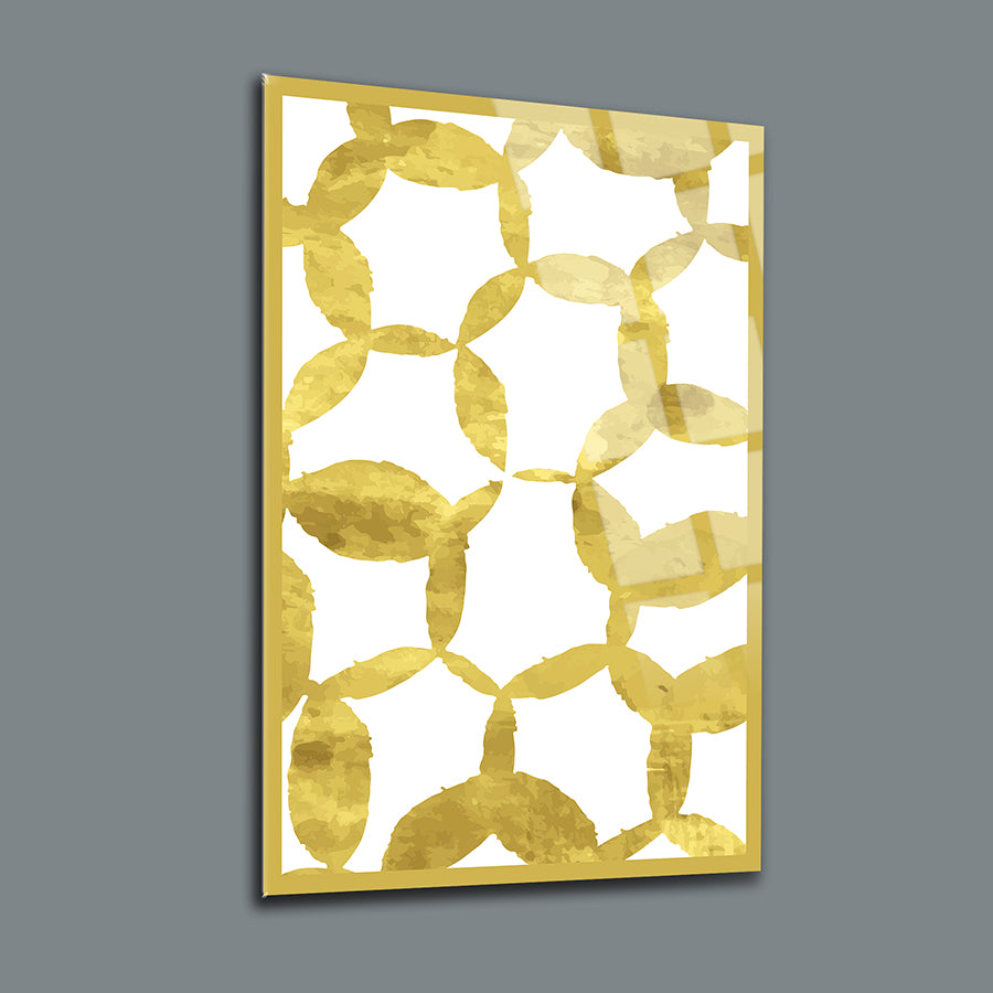 Altın Dalgalar 3'lü Set Cam Tablo, şık ve modern tasarım, UV baskı ile işlenmiş yüksek kaliteli cam.