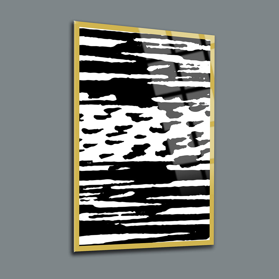 Modern black and white abstract art in a sleek frame, perfect for contemporary home decor.