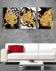Altın Akış 3'lü Set Cam Tablo; modern dekorasyon için şık ve zarif tasarım.