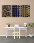 Geometrik Desen-1 3'lü set cam tablo, modern ofis dekorasyonu için şık tasarım.