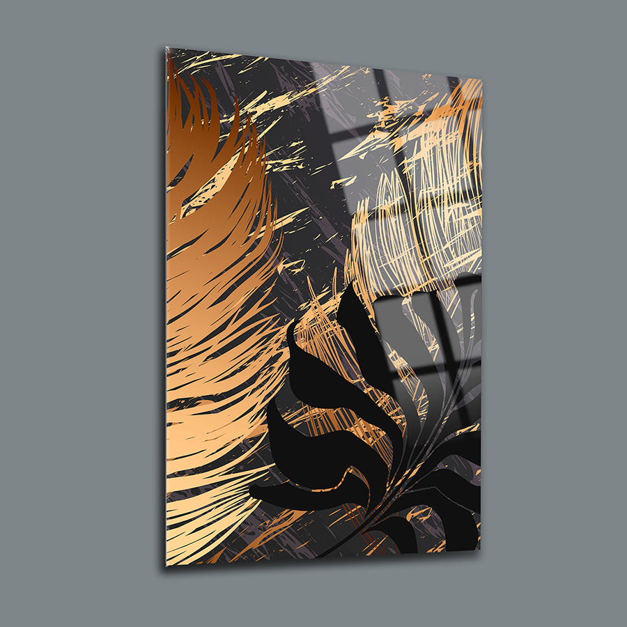 Kahve Yapraklar 3'lü Set Cam Tablo, UV baskılı modern dekoratif tasarım, 4 mm kalınlığında yüksek kaliteli cam.