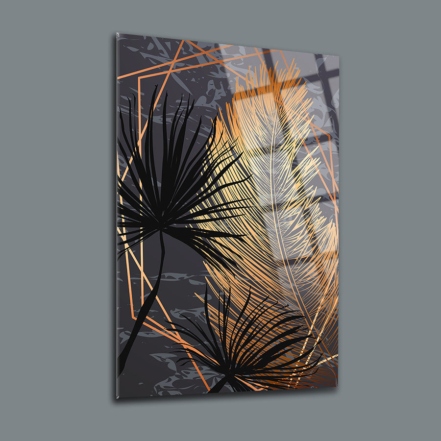 Kahve Yapraklar 3'lü Set Cam Tablo, şık ve modern tasarımıyla ev dekorasyonu için ideal.