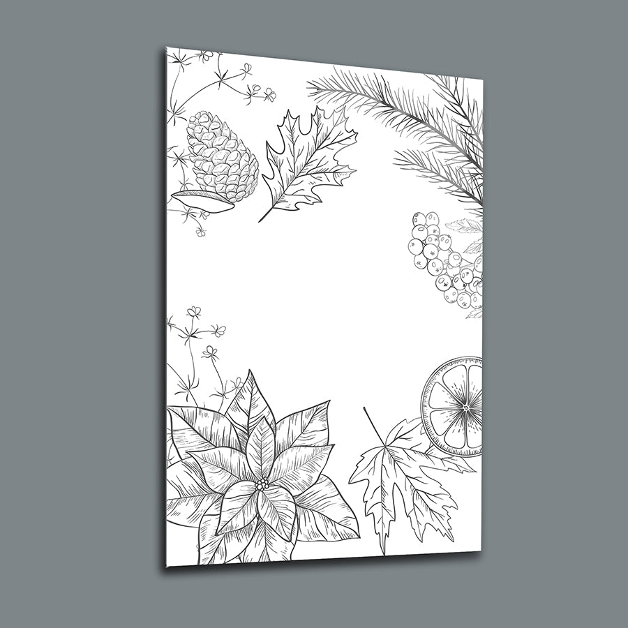 Geometrik Desen-5 3'lü Set Cam Tablo, dore cam yüzeyde doğal bitki motifleriyle zarif tasarım.