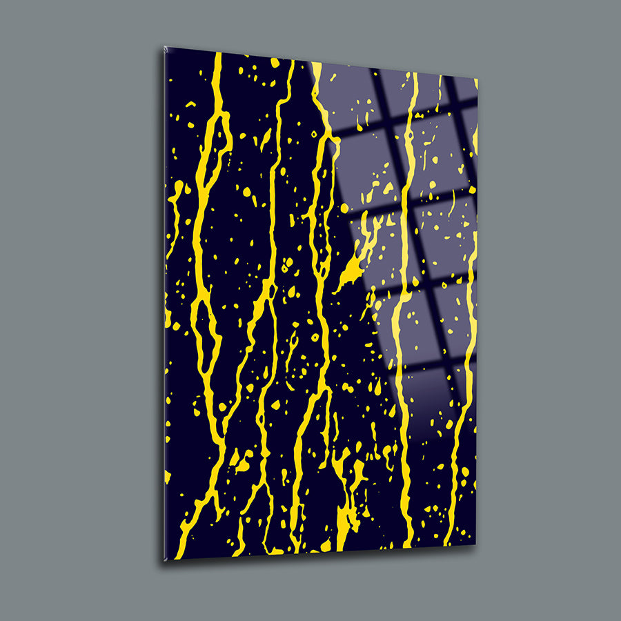 Sarı Damlalar 3'lü Set Cam Tablo, yüksek kaliteli UV baskı ile tasarlanmış, modern dekoratif cam tablo.