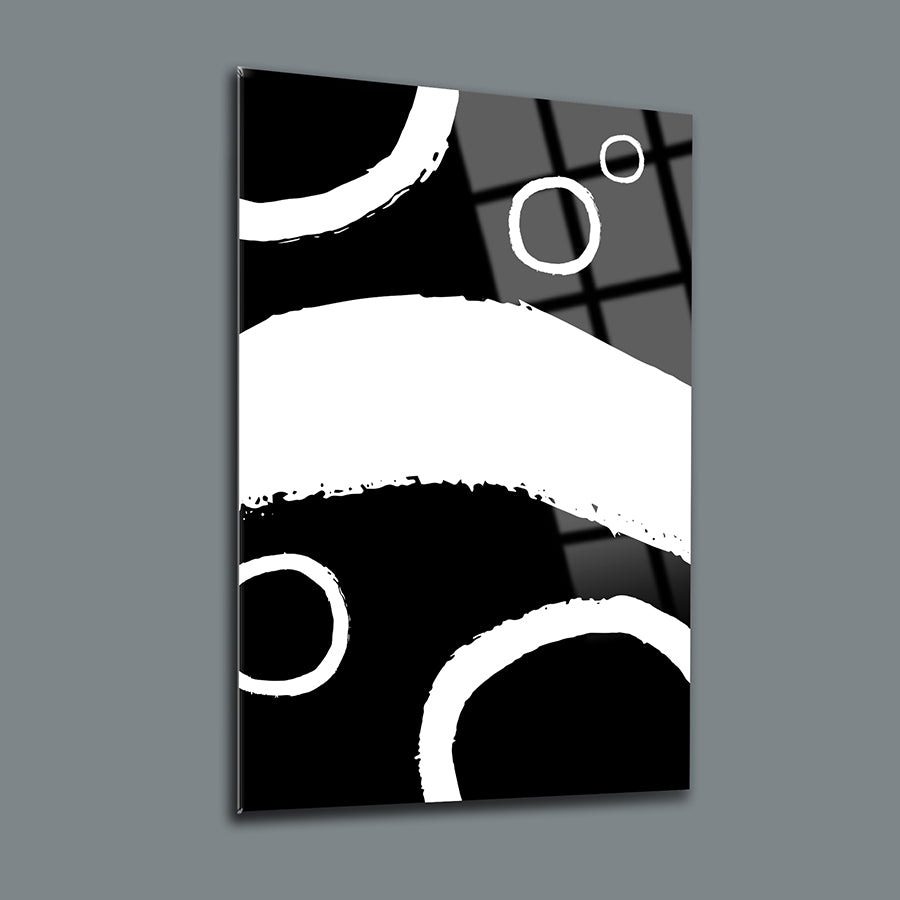 Soyut Desen-1 3'lü Set Cam Tablo, modern tarzda siyah ve beyaz desenler, kaliteli UV baskı ile tasarlanmış.