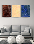 Nadir Mermerler 3'lü Set Cam Tablo, modern oturma odası dekorasyonu, yüksek kaliteli UV baskı ile tasarlanmış.