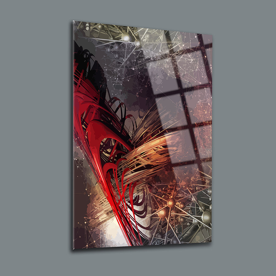 Soyut Desen-3 3'lü Set Cam Tablo, UV baskı ile özel tasarım, 4 mm yüksek kaliteli temper cam.