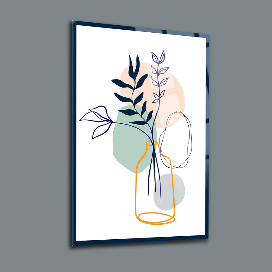 Şişedeki Yapraklar 3'lü Set Cam Tablo, modern tasarım, yüksek kaliteli UV baskı, şık ev dekorasyonu.