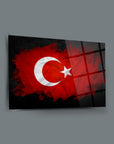 Türk Bayrağı 3'lü Set Cam Tablo, UV baskı ile tasarlanmış, 4 mm kalınlığında yüksek kaliteli cam.