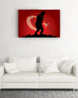 Atatürk silhouette art on red background in modern living room decor, showcasing SRD Concept craftsmanship.